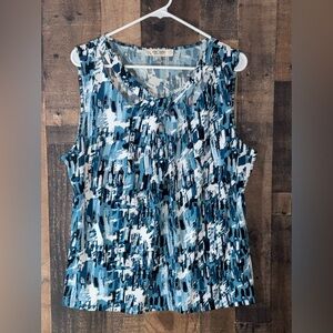 Women’s Sz XL Jones Studio Sleeveless Blue Abstract Print Tank Top